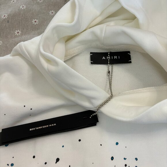 AMIRI Round Neck Paint Print White Sweatshirt - Picture 2 of 6